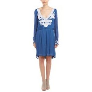 Chloe Oliver Blue Embroidered Long Sleeve Dress